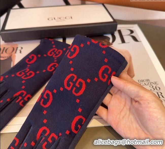 Best Price Gucci Maxi CC Gloves 1129 Navy Blue 2024