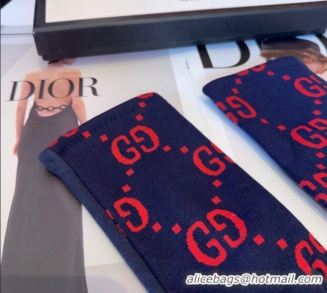 Best Price Gucci Maxi CC Gloves 1129 Navy Blue 2024