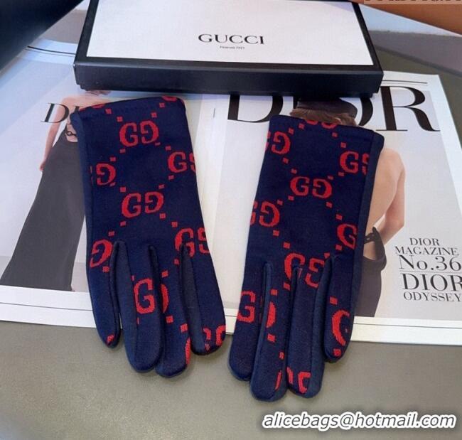 Best Price Gucci Maxi CC Gloves 1129 Navy Blue 2024