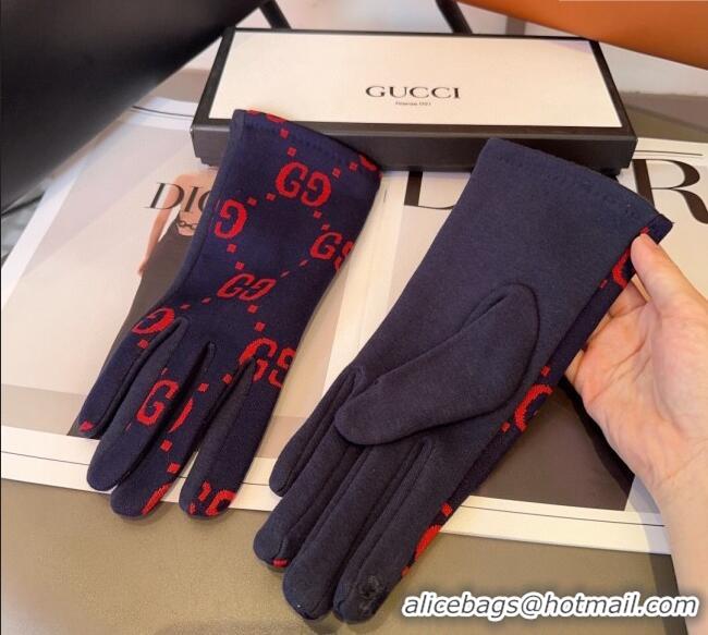 Best Price Gucci Maxi CC Gloves 1129 Navy Blue 2024