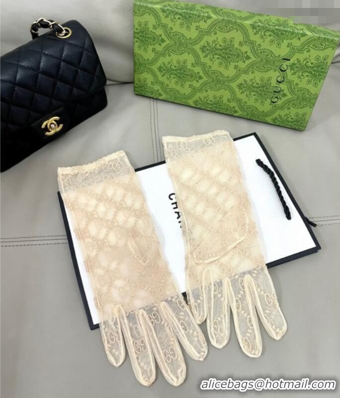 Promotional Gucci GG Mesh Gloves G111209 Beige 2025