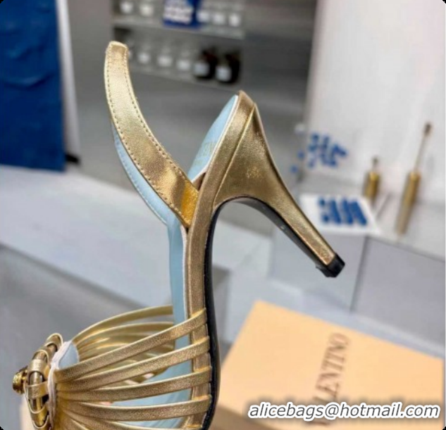 Popular Style Valentino Heart Calfskin Leather Heel Sandals 10cm Gold 2025 VLTN121501 1215030