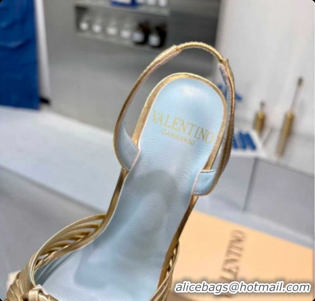 Popular Style Valentino Heart Calfskin Leather Heel Sandals 10cm Gold 2025 VLTN121501 1215030