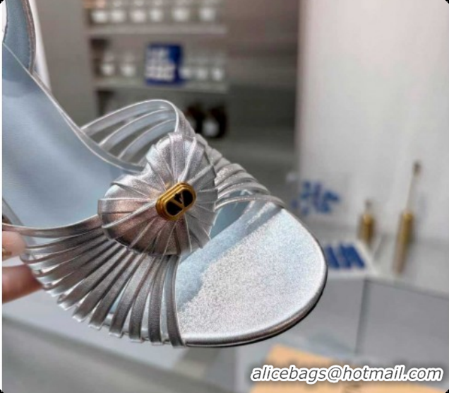 Purchase Valentino Heart Calfskin Leather Heel Sandals 10cm Silver 2025 VLTN121501 1215031