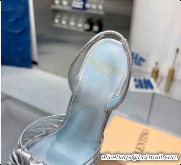 Purchase Valentino Heart Calfskin Leather Heel Sandals 10cm Silver 2025 VLTN121501 1215031