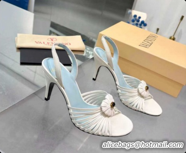 Best Price Valentino Heart Calfskin Leather Heel Sandals 10cm White 2025 VLTN121501 1215032