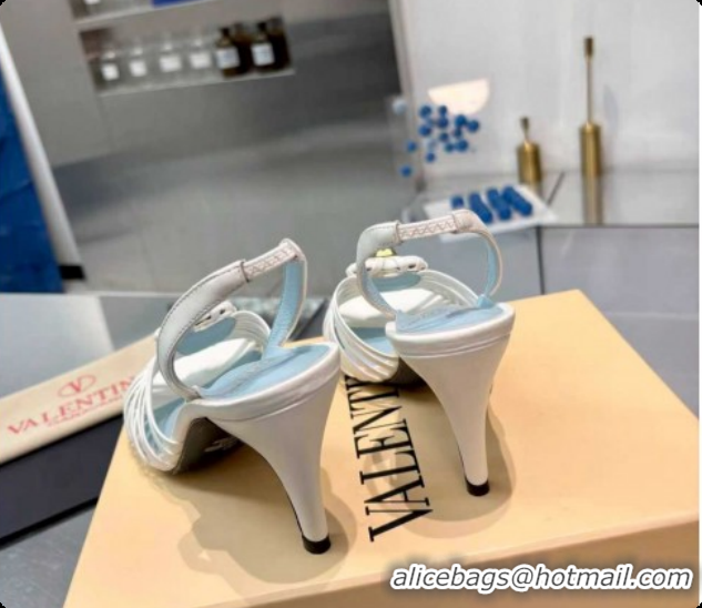 Best Price Valentino Heart Calfskin Leather Heel Sandals 10cm White 2025 VLTN121501 1215032