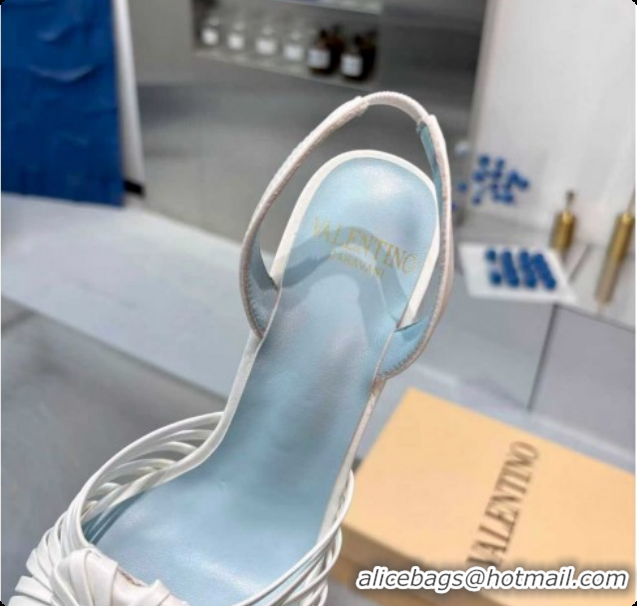 Best Price Valentino Heart Calfskin Leather Heel Sandals 10cm White 2025 VLTN121501 1215032