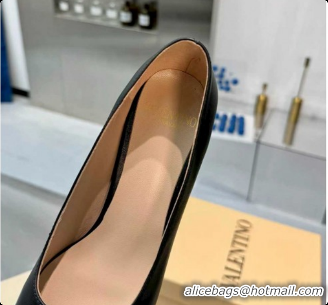 Good Product Valentino VALET DU ROI Pumps 6cm in Calfskin Leather with Tassel Bow Black/Brown 1215044