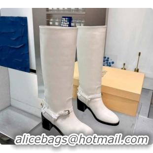 1:1 aaaaa Valentino VLogo Signature Strap Heel High Boots 7cm in Calfskin Leather White VLTN121502 1215049