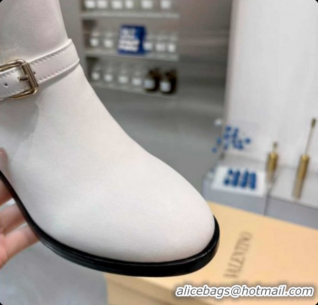 1:1 aaaaa Valentino VLogo Signature Strap Heel High Boots 7cm in Calfskin Leather White VLTN121502 1215049