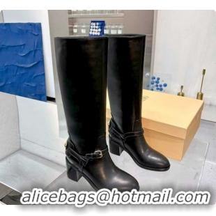 Good Looking Valentino VLogo Signature Strap Heel High Boots 7cm in Calfskin Leather Black 2025 VLTN121502 51215051