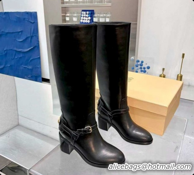 Good Looking Valentino VLogo Signature Strap Heel High Boots 7cm in Calfskin Leather Black 2025 VLTN121502 51215051