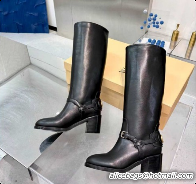 Good Looking Valentino VLogo Signature Strap Heel High Boots 7cm in Calfskin Leather Black 2025 VLTN121502 51215051