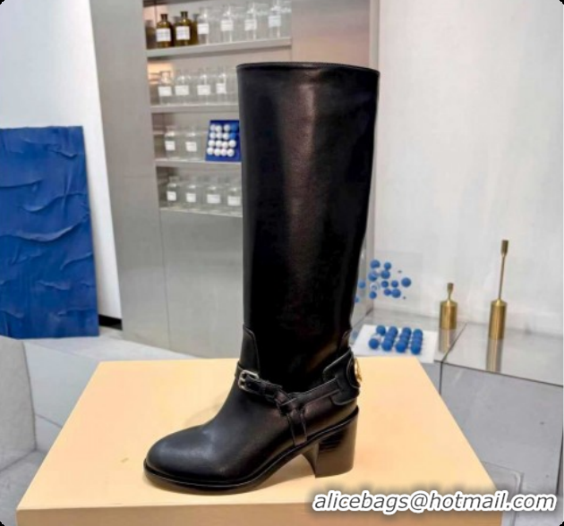 Good Looking Valentino VLogo Signature Strap Heel High Boots 7cm in Calfskin Leather Black 2025 VLTN121502 51215051