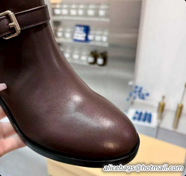 Best Grade Valentino VLogo Signature Strap Heel High Boots 7cm in Calfskin Leather Dark Brown 2025 VLTN121502 1215052