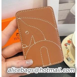 Promotional Hermes Swift Calfskin "Horse" MagSafe Card holder H8456 Brown