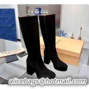 Big Discount Valentino FAWCETTE Platform High Boots 10cm in Suede Black 1215059