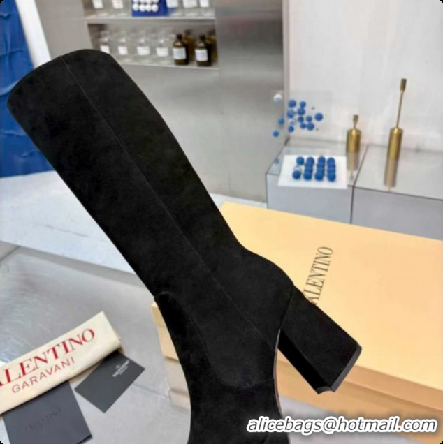 Big Discount Valentino FAWCETTE Platform High Boots 10cm in Suede Black 1215059