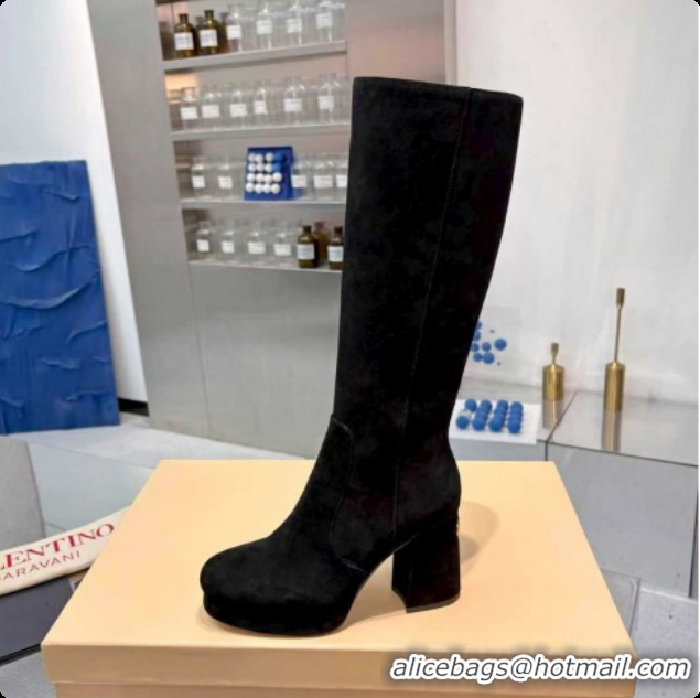 Big Discount Valentino FAWCETTE Platform High Boots 10cm in Suede Black 1215059
