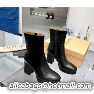 Hot Style Valentino FAWCETTE Platform Ankle Boots 10cm in Calfskin Leather Black 1215062