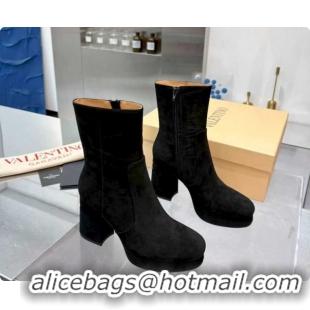 Luxurious Valentino FAWCETTE Platform Ankle Boots 10cm in Suede Black 1215064