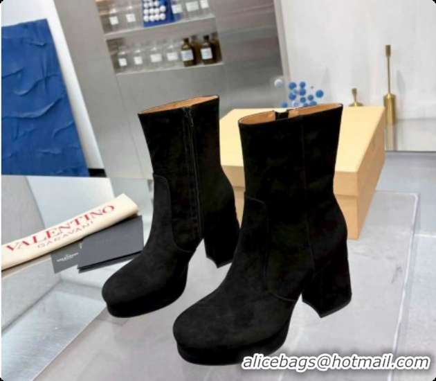 Luxurious Valentino FAWCETTE Platform Ankle Boots 10cm in Suede Black 1215064
