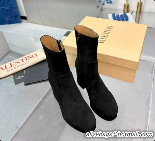 Luxurious Valentino FAWCETTE Platform Ankle Boots 10cm in Suede Black 1215064
