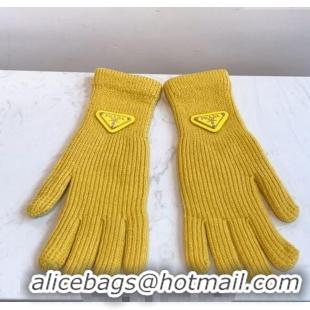 Promotional Prada Knit Gloves 0111 Yellow 2024