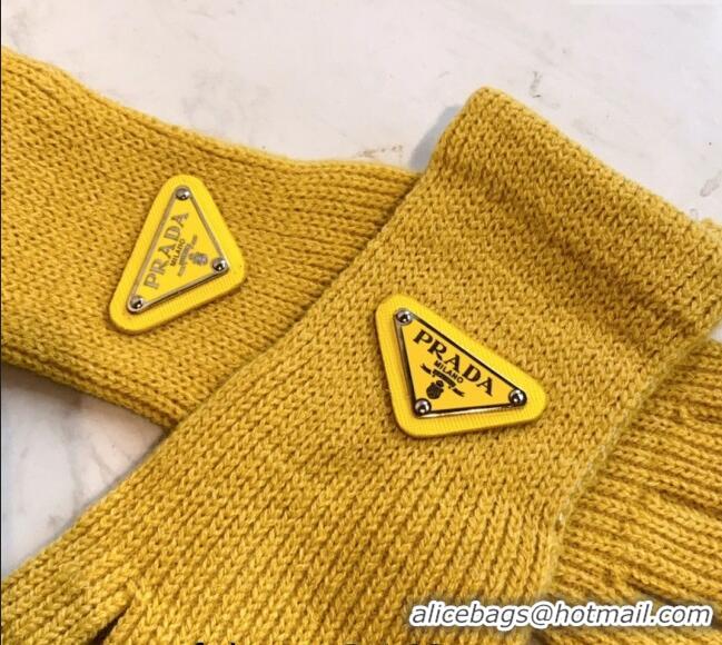 Promotional Prada Knit Gloves 0111 Yellow 2024