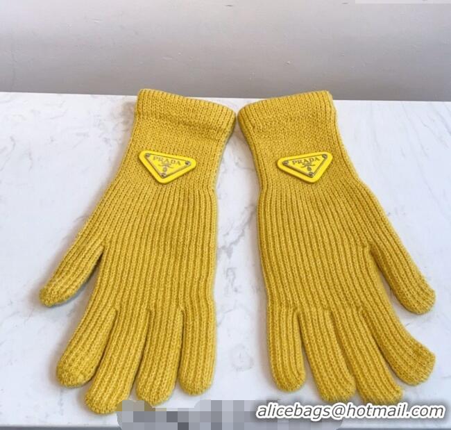 Promotional Prada Knit Gloves 0111 Yellow 2024