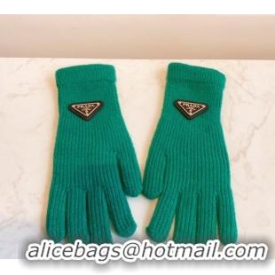 Big Discount Prada Knit Gloves 0111 Green 2024