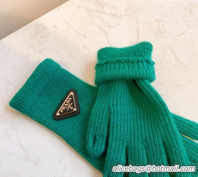 Big Discount Prada Knit Gloves 0111 Green 2024