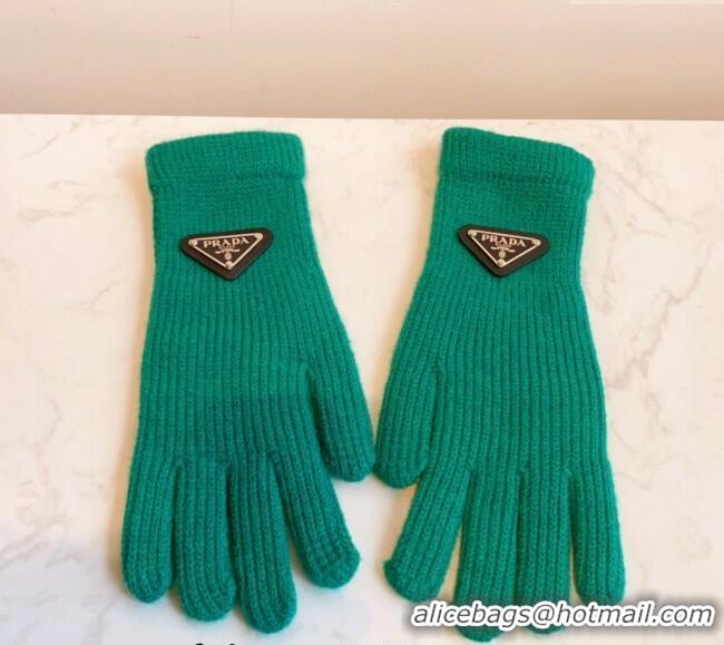Big Discount Prada Knit Gloves 0111 Green 2024