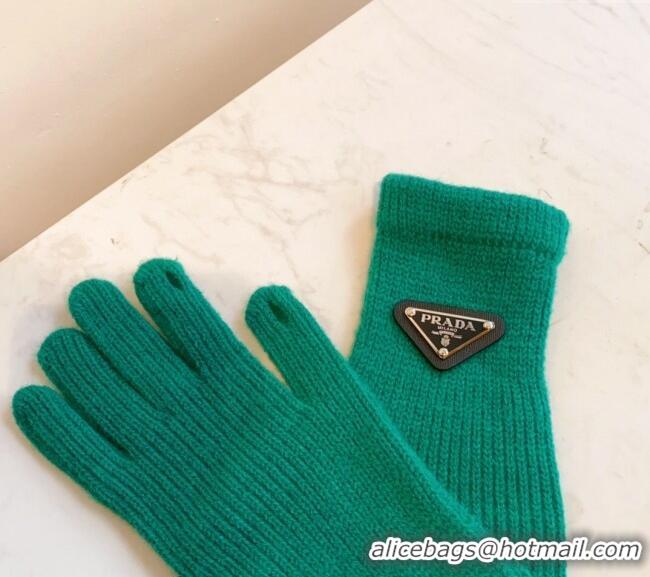 Big Discount Prada Knit Gloves 0111 Green 2024