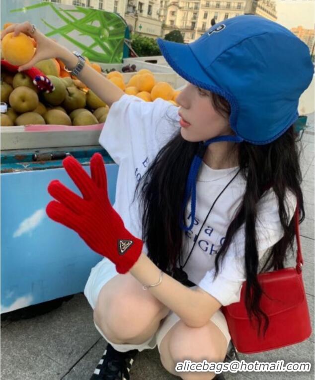 Top Quality Prada Knit Gloves 0111 Red 2024