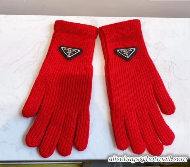 Top Quality Prada Knit Gloves 0111 Red 2024