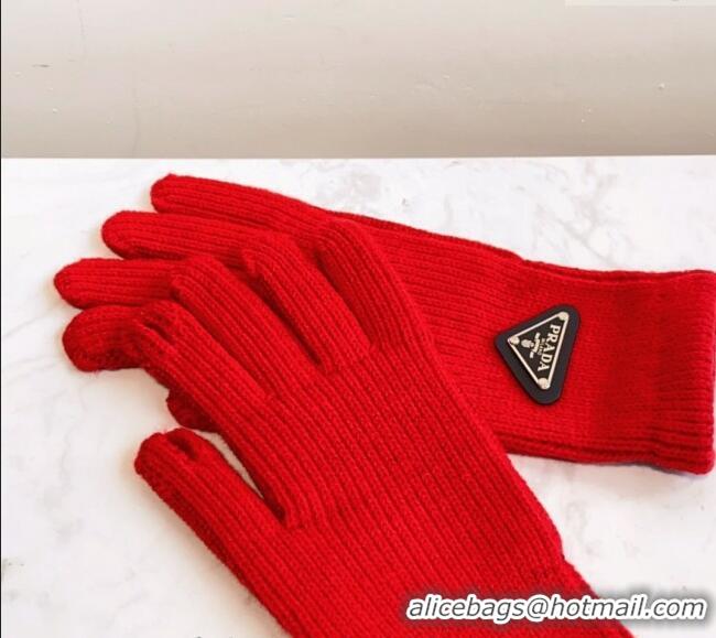 Top Quality Prada Knit Gloves 0111 Red 2024