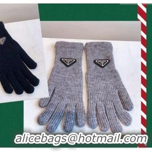 Buy Inexpensive Prada Knit Gloves 0111 Grey 2024
