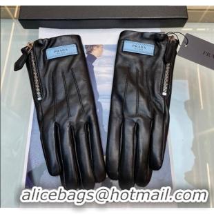 Big Discount Prada Lambskin Gloves with Zip 0131 Black 2024