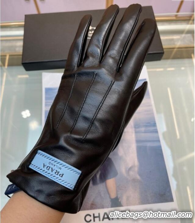 Big Discount Prada Lambskin Gloves with Zip 0131 Black 2024