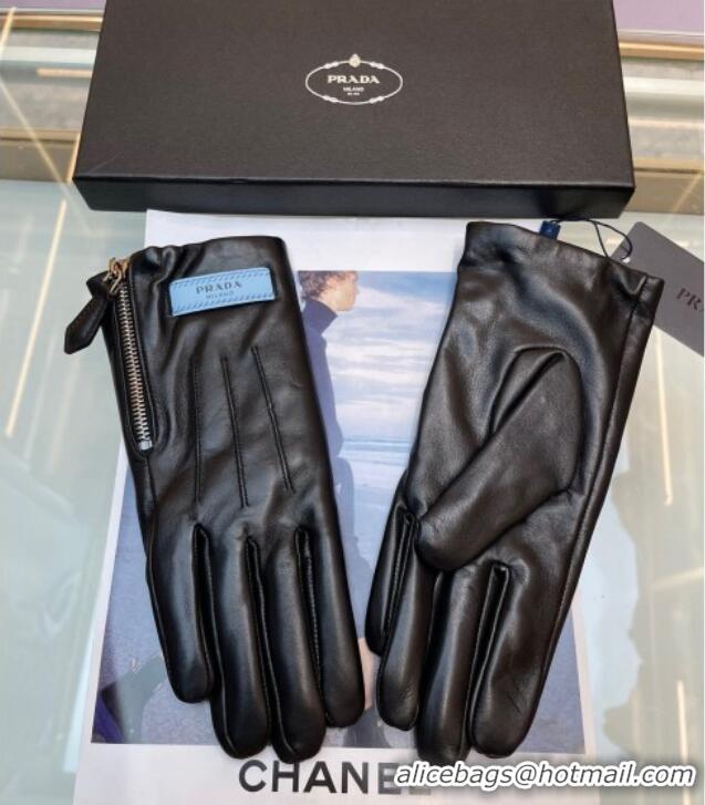 Big Discount Prada Lambskin Gloves with Zip 0131 Black 2024