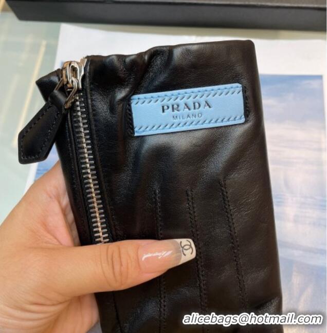 Big Discount Prada Lambskin Gloves with Zip 0131 Black 2024