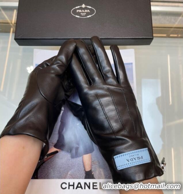 Big Discount Prada Lambskin Gloves with Zip 0131 Black 2024