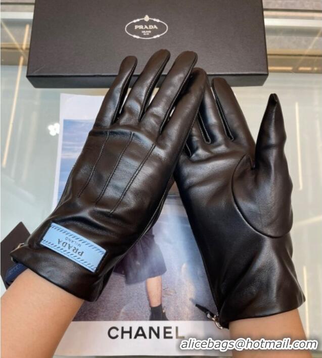 Big Discount Prada Lambskin Gloves with Zip 0131 Black 2024