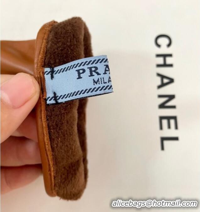 Top Quality Prada Lambskin Gloves 1111 White/Brown 2025