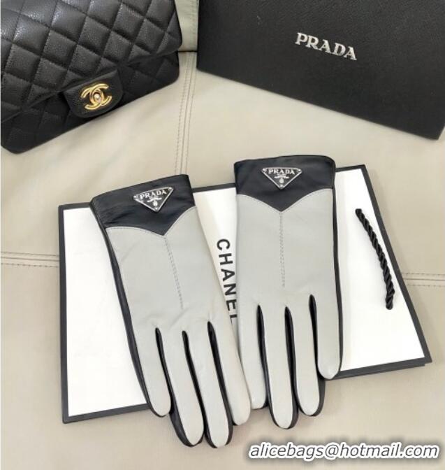 Buy Promotional Prada Lambskin Gloves 1111 White/Black 2025