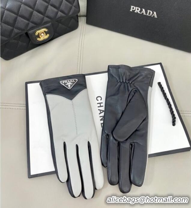 Buy Promotional Prada Lambskin Gloves 1111 White/Black 2025