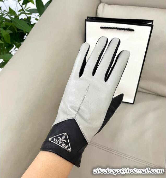Buy Promotional Prada Lambskin Gloves 1111 White/Black 2025