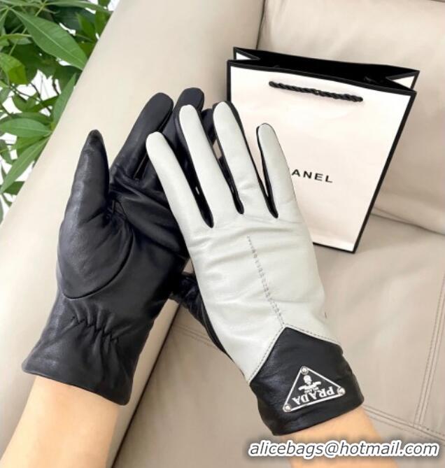 Buy Promotional Prada Lambskin Gloves 1111 White/Black 2025
